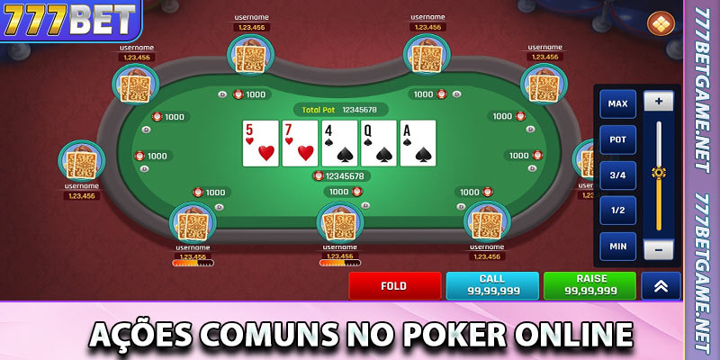 Ações Comuns no Poker Online